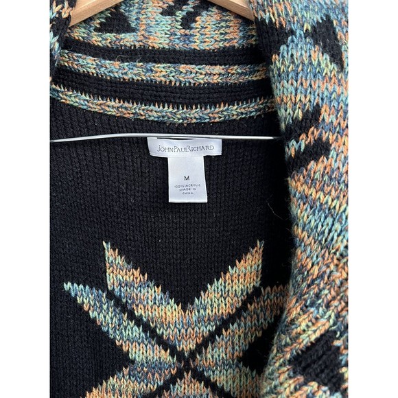 John Paul Richard Aztec pattern style multi color blue orange shawl vest M - Picture 4 of 8